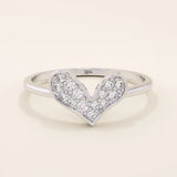 heart shape statement ring pave with moissanite stones in 14k solid gold for women