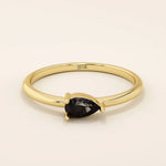 Black Pear Solitaire Ring in 14k Gold - BRENNMORE 