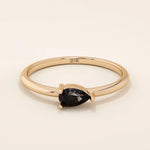 Black Pear Solitaire Ring in 14k Gold - BRENNMORE 
