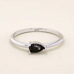 Black Pear Solitaire Ring in 14k Gold - BRENNMORE 