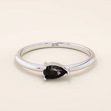 Black Pear Solitaire Ring in 14k Gold - BRENNMORE 