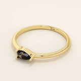 Black Pear Solitaire Ring in 14k Gold - BRENNMORE 