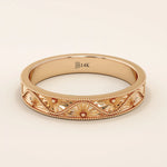 Flower Engraved Wedding Band - BRENNMORE 