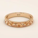Flower Engraved Wedding Band - BRENNMORE 