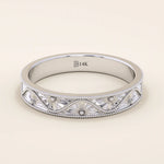 Flower Engraved Wedding Band - BRENNMORE 