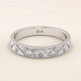 Flower Engraved Wedding Band - BRENNMORE 