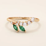 Emerald Curved Wedding Band for Women - BRENNMORE 
