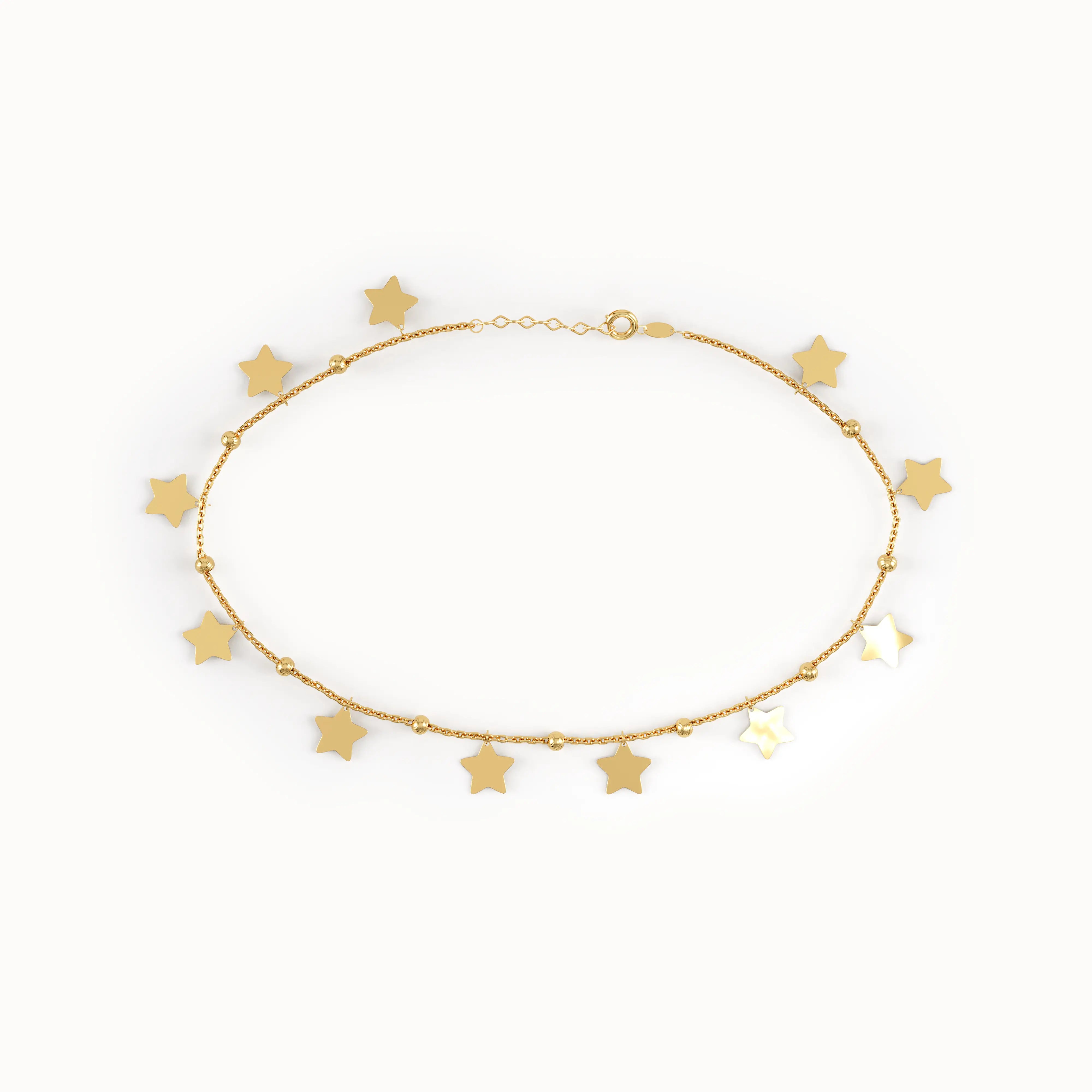 14k Gold Dangling Star Bracelet - BRENNMORE