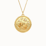 Gold Water Lily Pendant Necklace