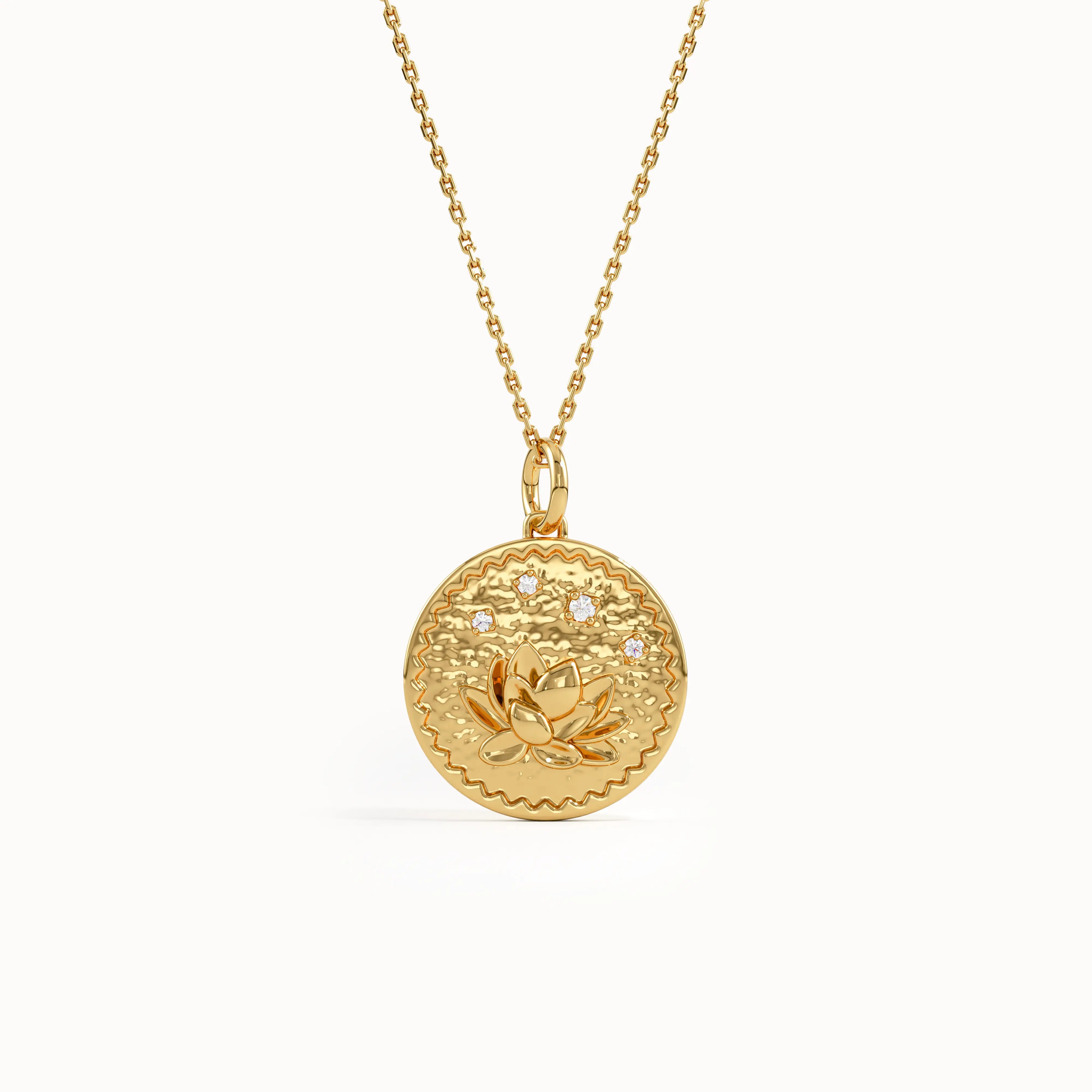 Gold Water Lily Pendant Necklace - BRENNMORE 