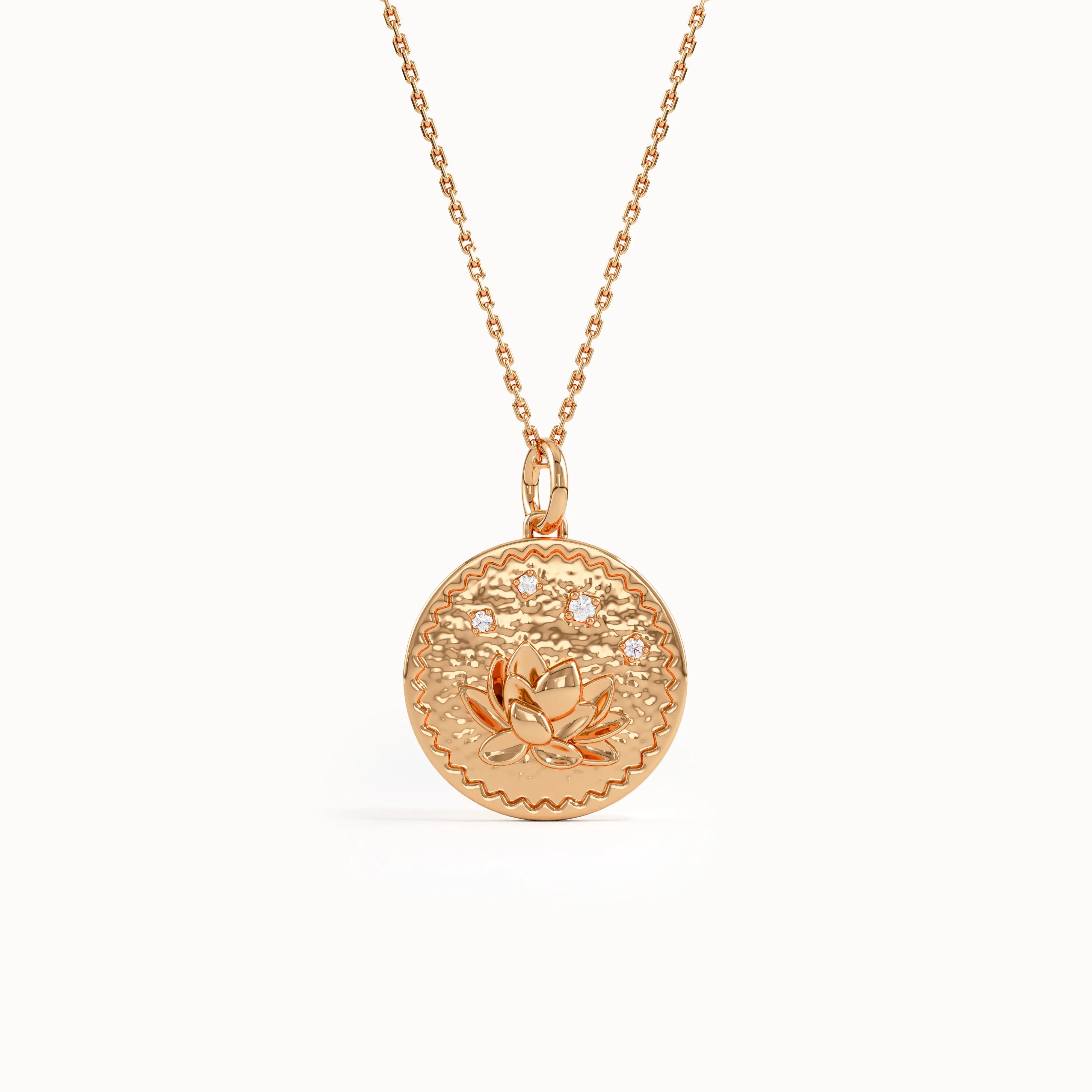 Gold Water Lily Pendant Necklace - BRENNMORE 