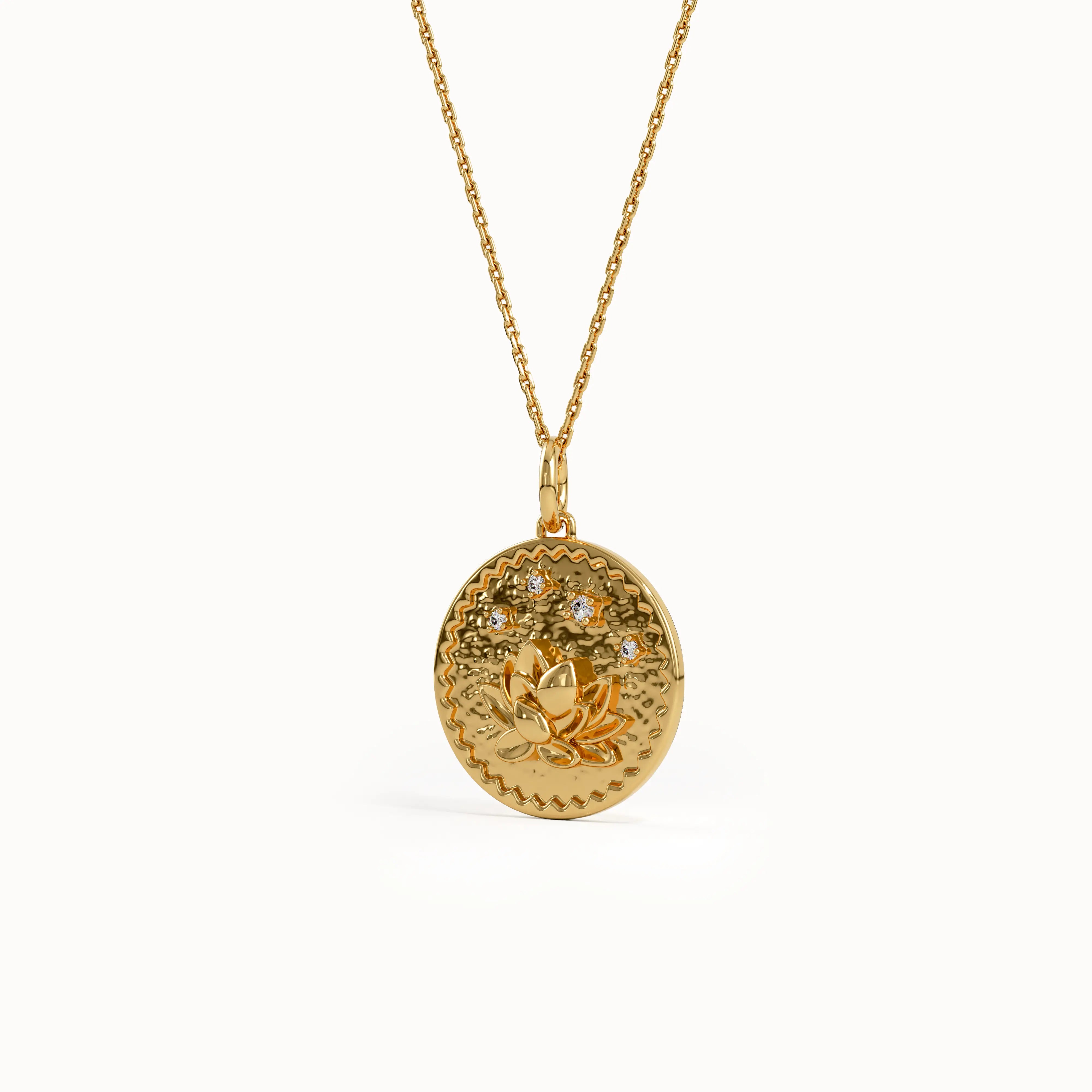 Gold Water Lily Pendant Necklace - BRENNMORE 