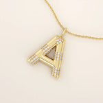 Bold initial necklace in 14k solid gold, fully pavé-set with shimmering moissanites. A statement-making personalized jewelry piece.