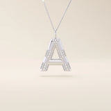 Bold initial necklace in 14k solid gold, fully pavé-set with shimmering moissanites. A statement-making personalized jewelry piece.