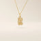 Bubble font initial pendant in 14k solid gold, framed with a halo of shimmering moissanites. A bold yet playful personalized necklace.