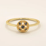 14K SOLID GOLD classic VINTAGE design and stunning black stones with intricate milgrain detailing ENGAGEMENT RING FOR WOMEN