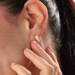 14k Gold Ribbed Band Vermeil Earrings - BRENNMORE 