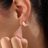 14k Gold Ribbed Band Vermeil Earrings - BRENNMORE 