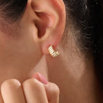 14k Gold Ribbed Band Vermeil Earrings - BRENNMORE 
