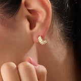 14k Gold Ribbed Band Vermeil Earrings - BRENNMORE 