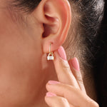 14k Gold Dangle Hoop Vermeil Earrings - BRENNMORE 