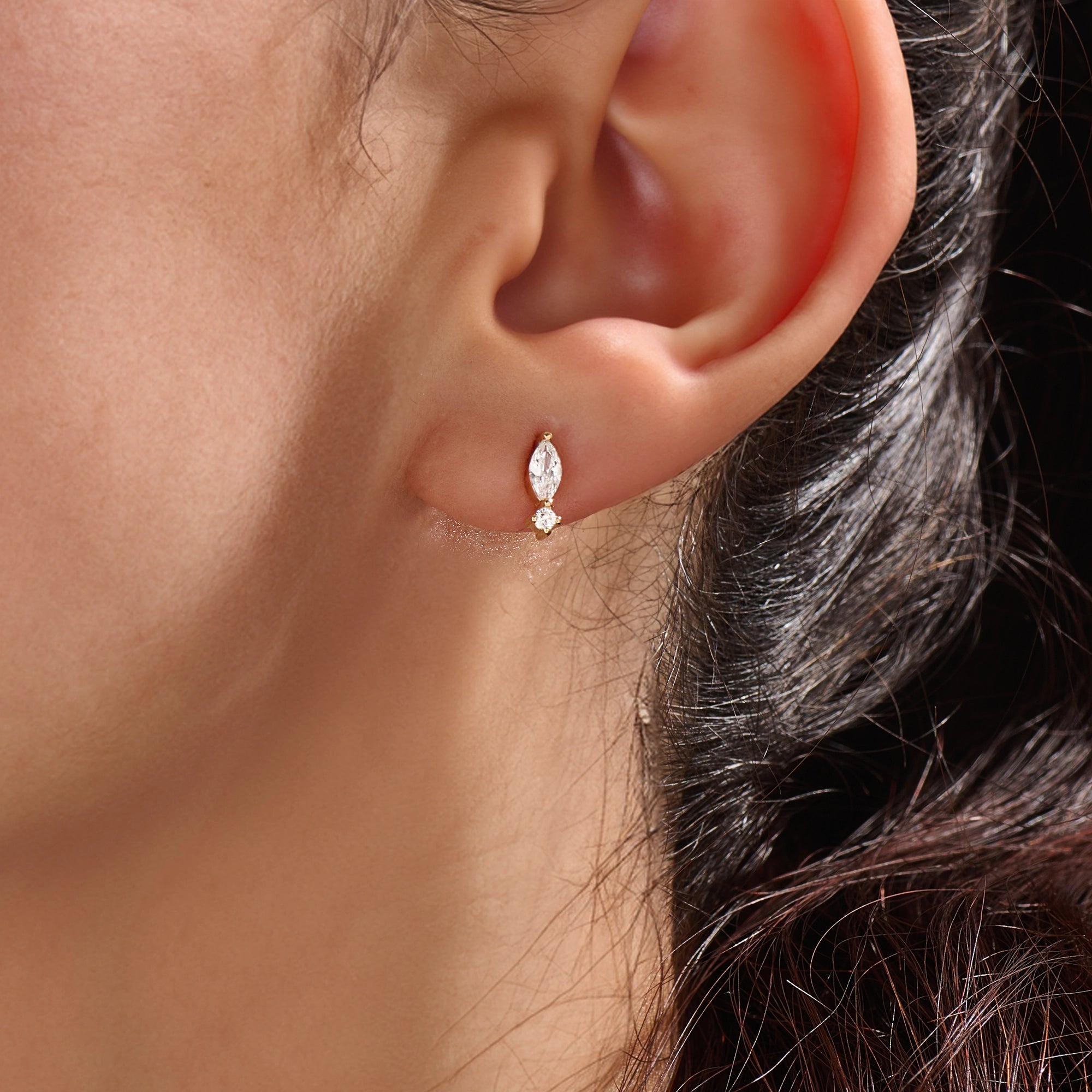 14k Gold Elongated Stud Vermeil Earrings - BRENNMORE 