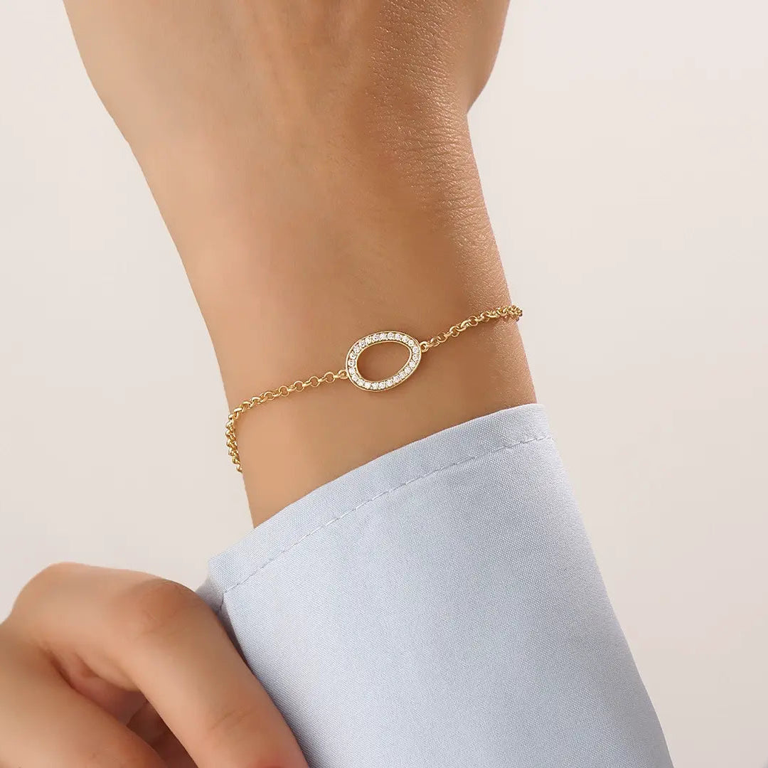 14k Gold Pave Geometric Vermeil Bracelet - BRENNMORE 