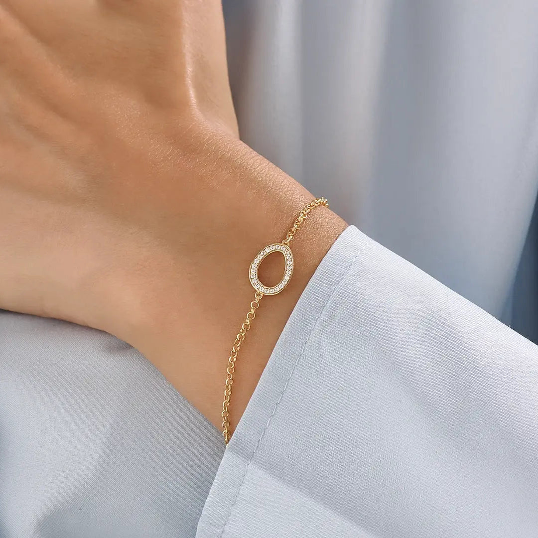 14k Gold Pave Geometric Vermeil Bracelet - BRENNMORE 