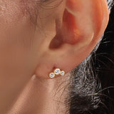 14k Gold Bezel Trio Vermeil Earrings