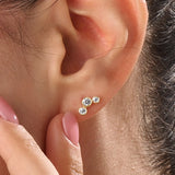 14k Gold Bezel Trio Vermeil Earrings