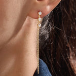 14k Gold Dangle Chain Vermeil Earrings - BRENNMORE 