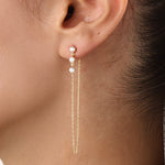 14k Gold Dangle Chain Vermeil Earrings - BRENNMORE 