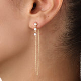 14k Gold Dangle Chain Vermeil Earrings - BRENNMORE 