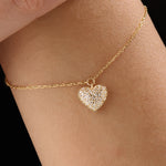 Pave Heart 14k Gold Vermeil Bracelet - BRENNMORE 