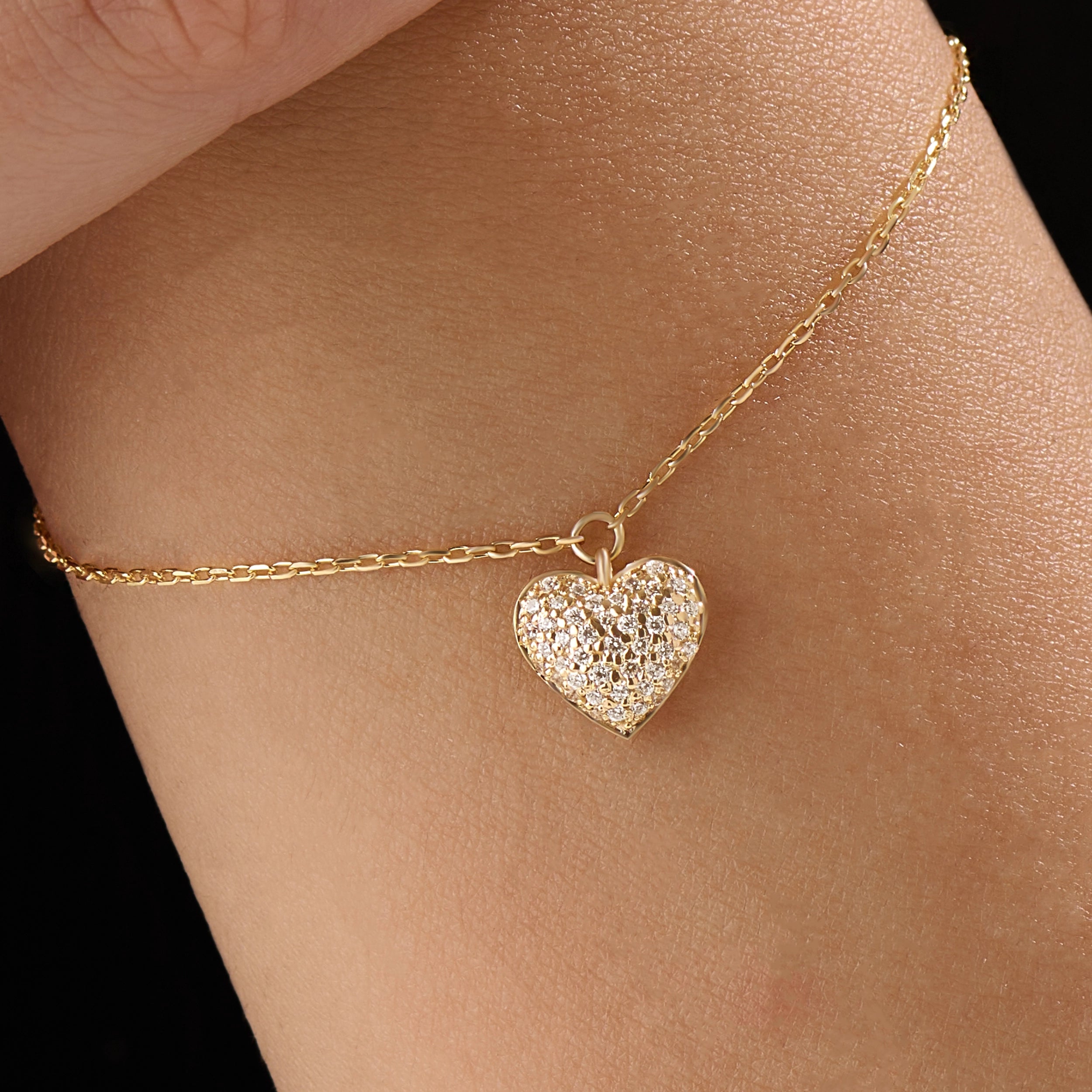 Pave Heart 14k Gold Vermeil Bracelet - BRENNMORE 