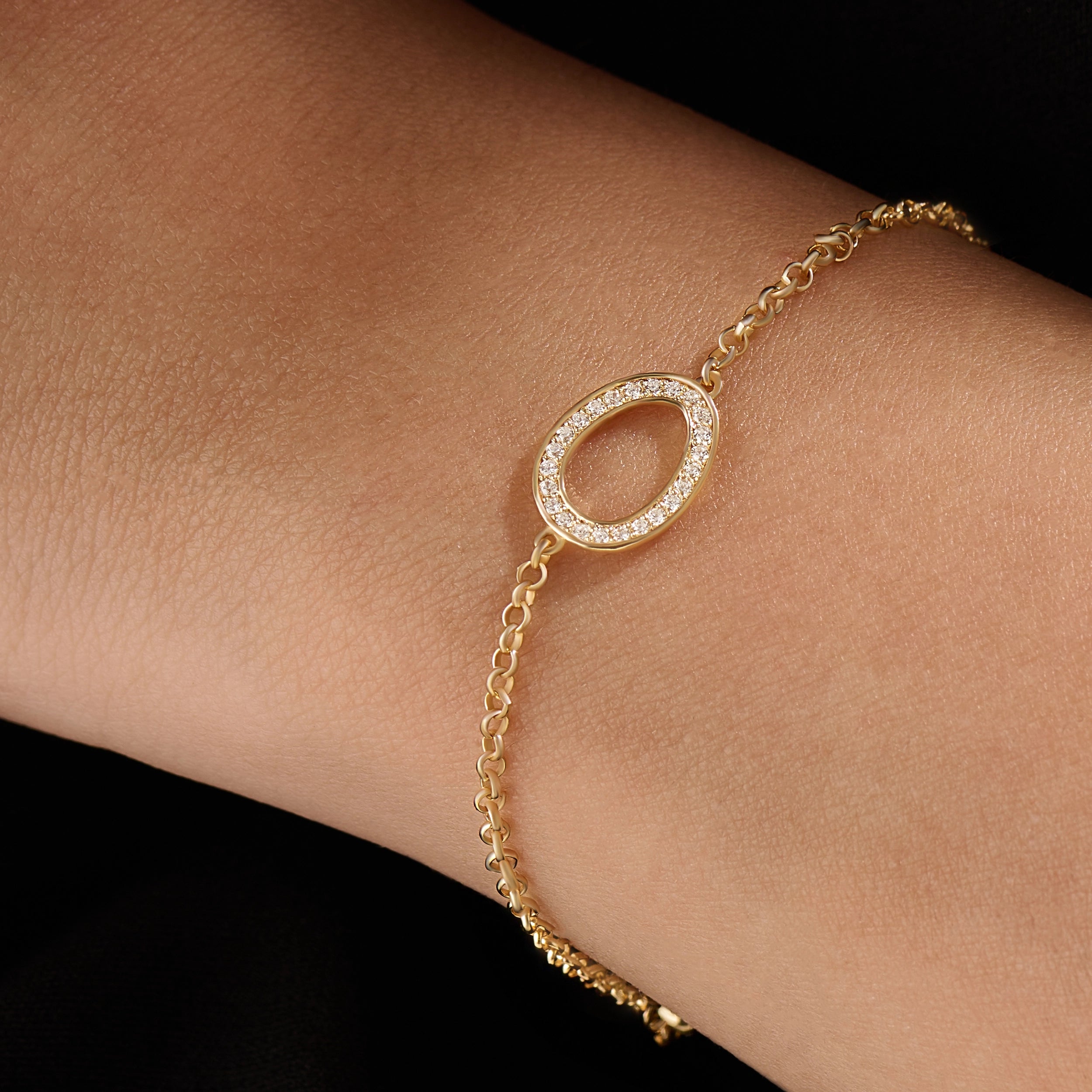 14k Gold Pave Geometric Vermeil Bracelet - BRENNMORE 