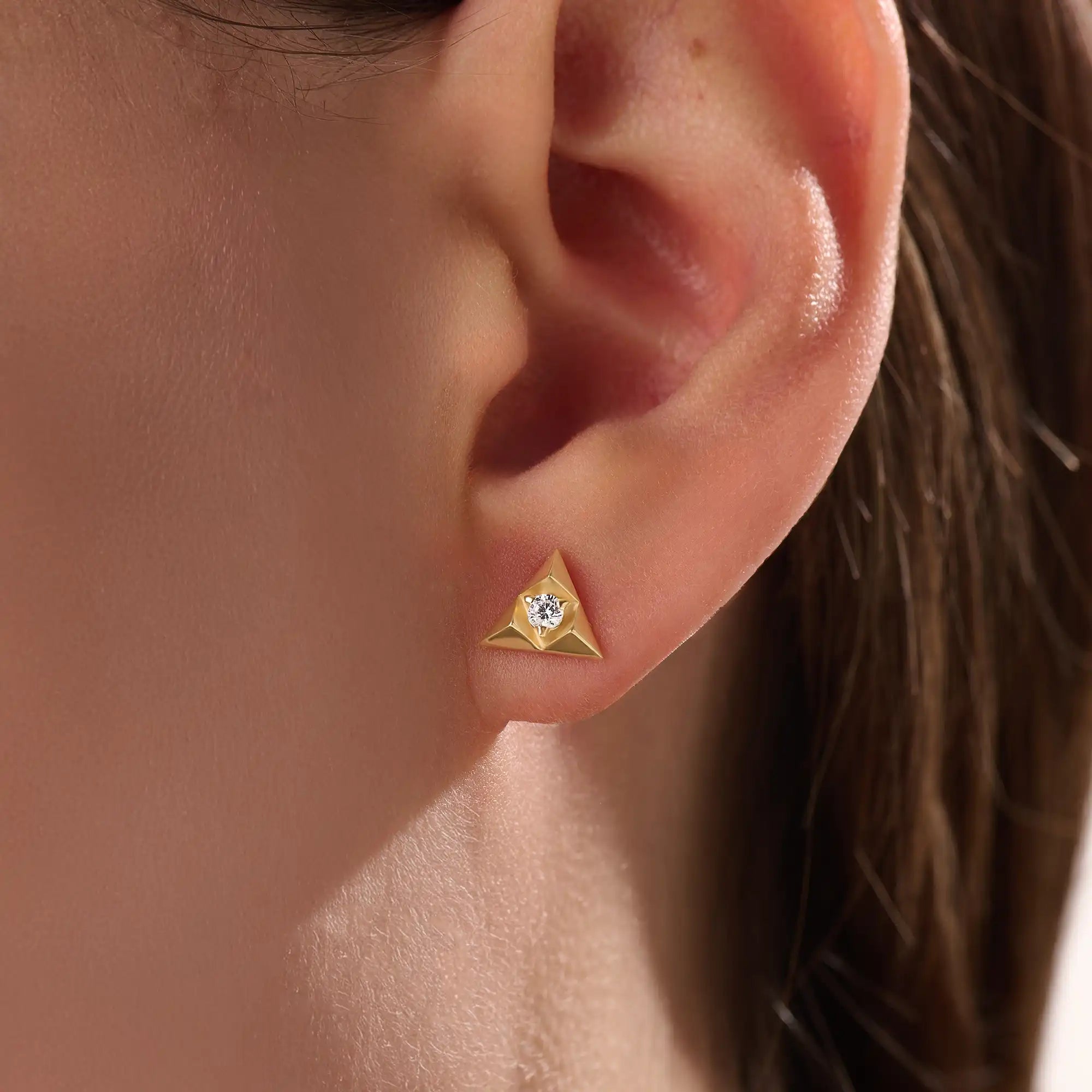 14k Gold Triangle Vermeil Earrings - BRENNMORE 