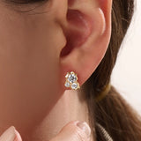 14k Gold Unique Trio Stud Vermeil Earrings - BRENNMORE 