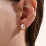 14k Gold Unique Trio Stud Vermeil Earrings - BRENNMORE 