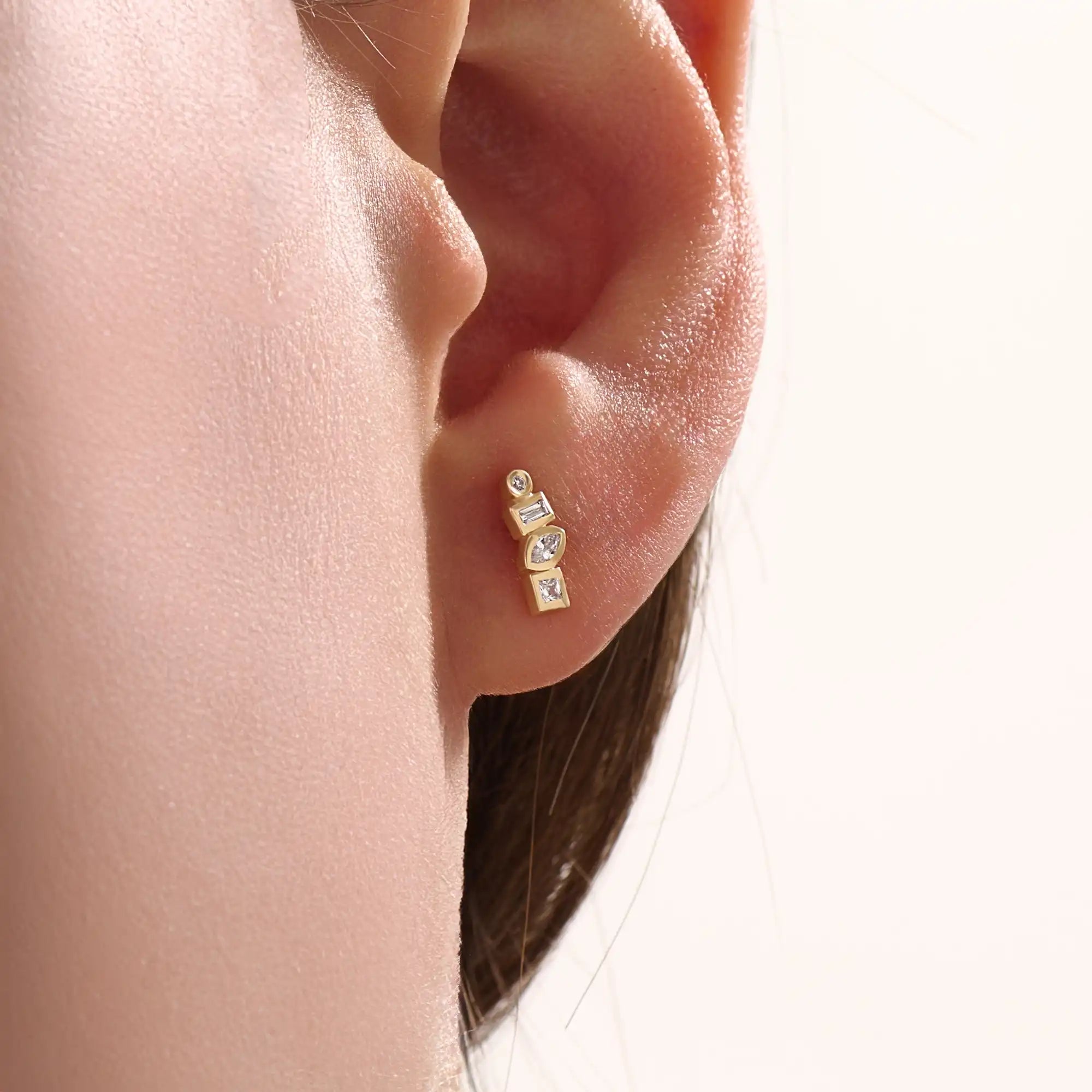 Mixed Cut Stones Vermeil Stud Earrings - BRENNMORE 