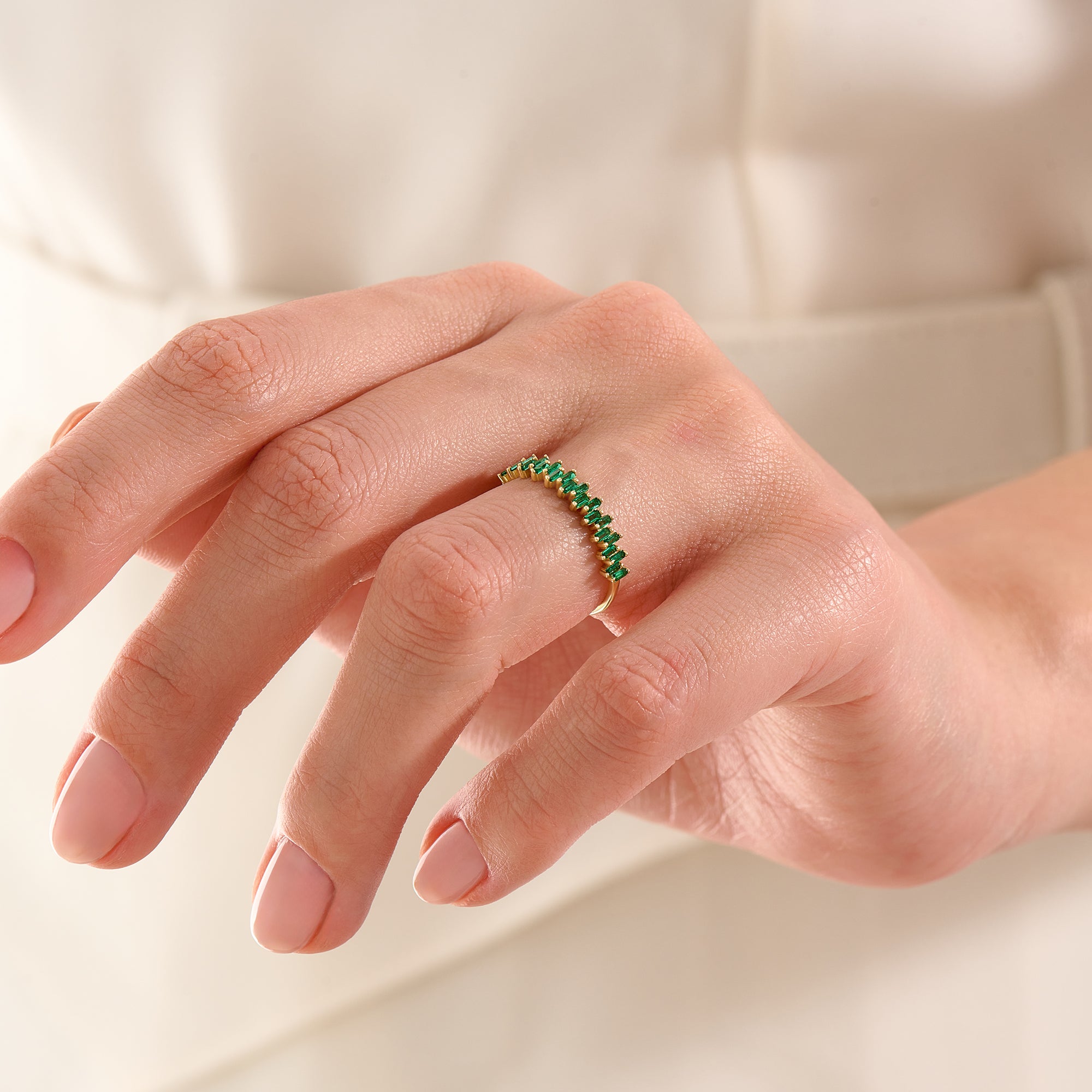 Baguette Emerald Wedding Ring - BRENNMORE