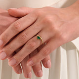 Pear Emerald Wave Engagement Ring - BRENNMORE 