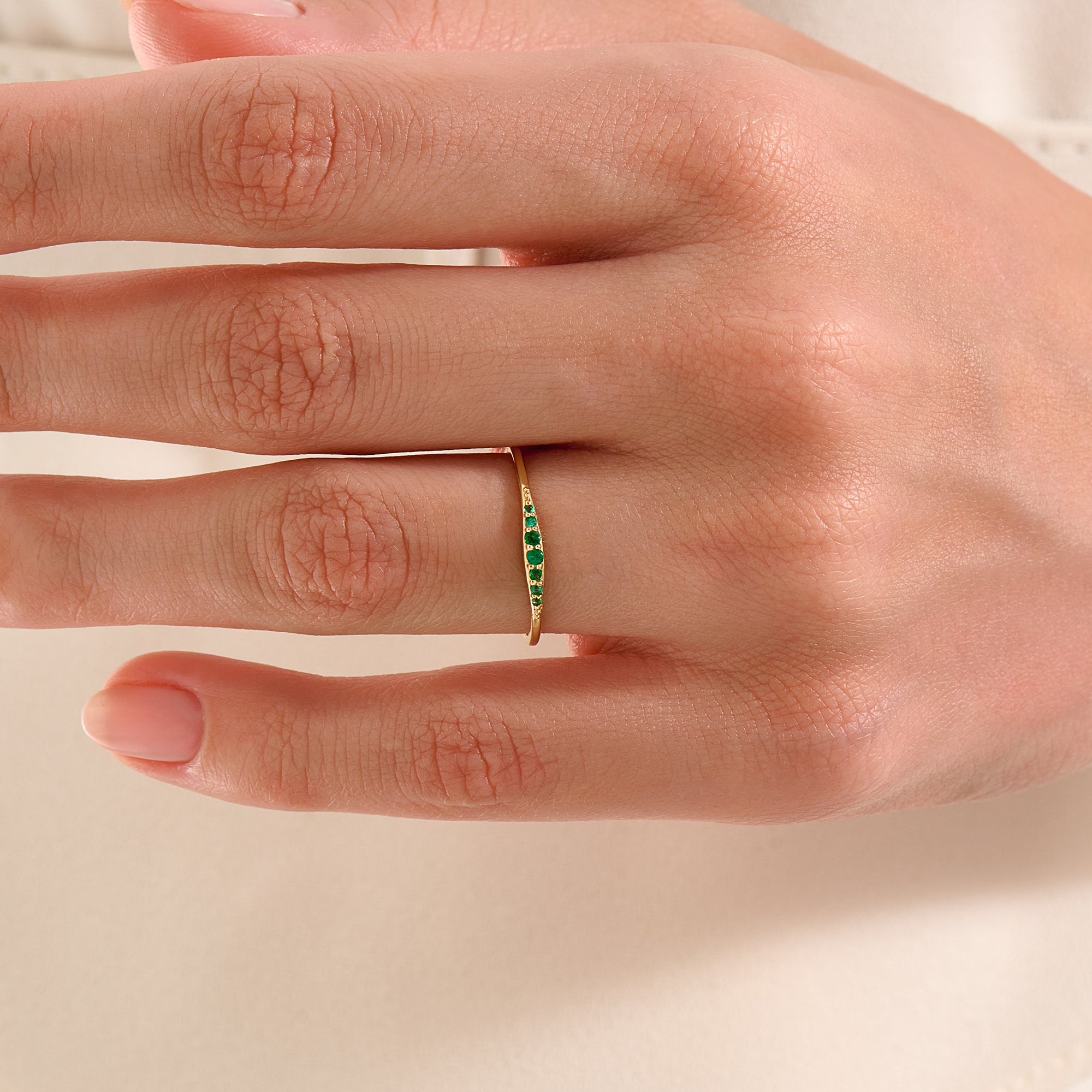 Emerald Slim Stacking Ring - BRENNMORE 