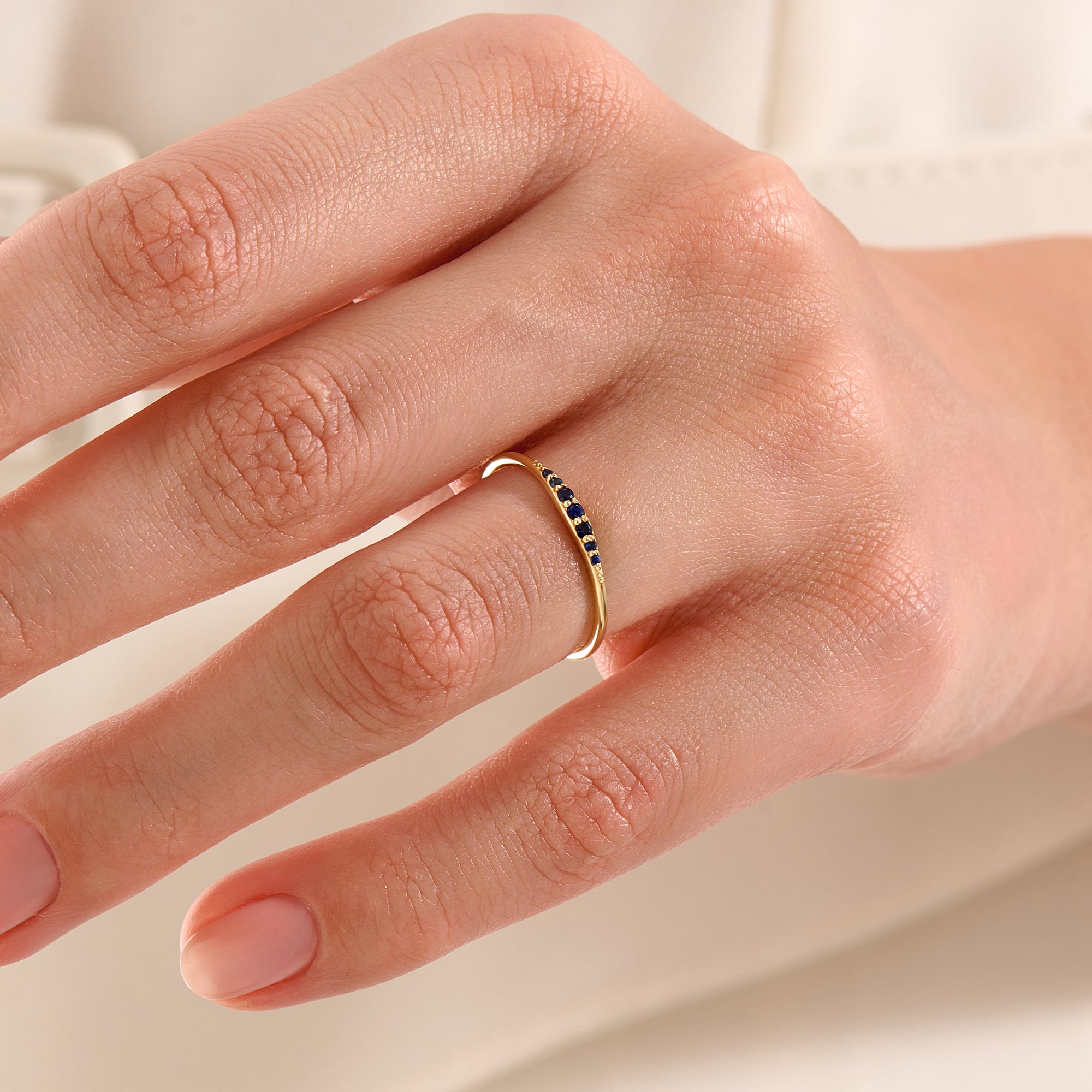 Sapphire Slim Stacking Ring - BRENNMORE