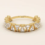Gold triangle  ring with moissanite accents 