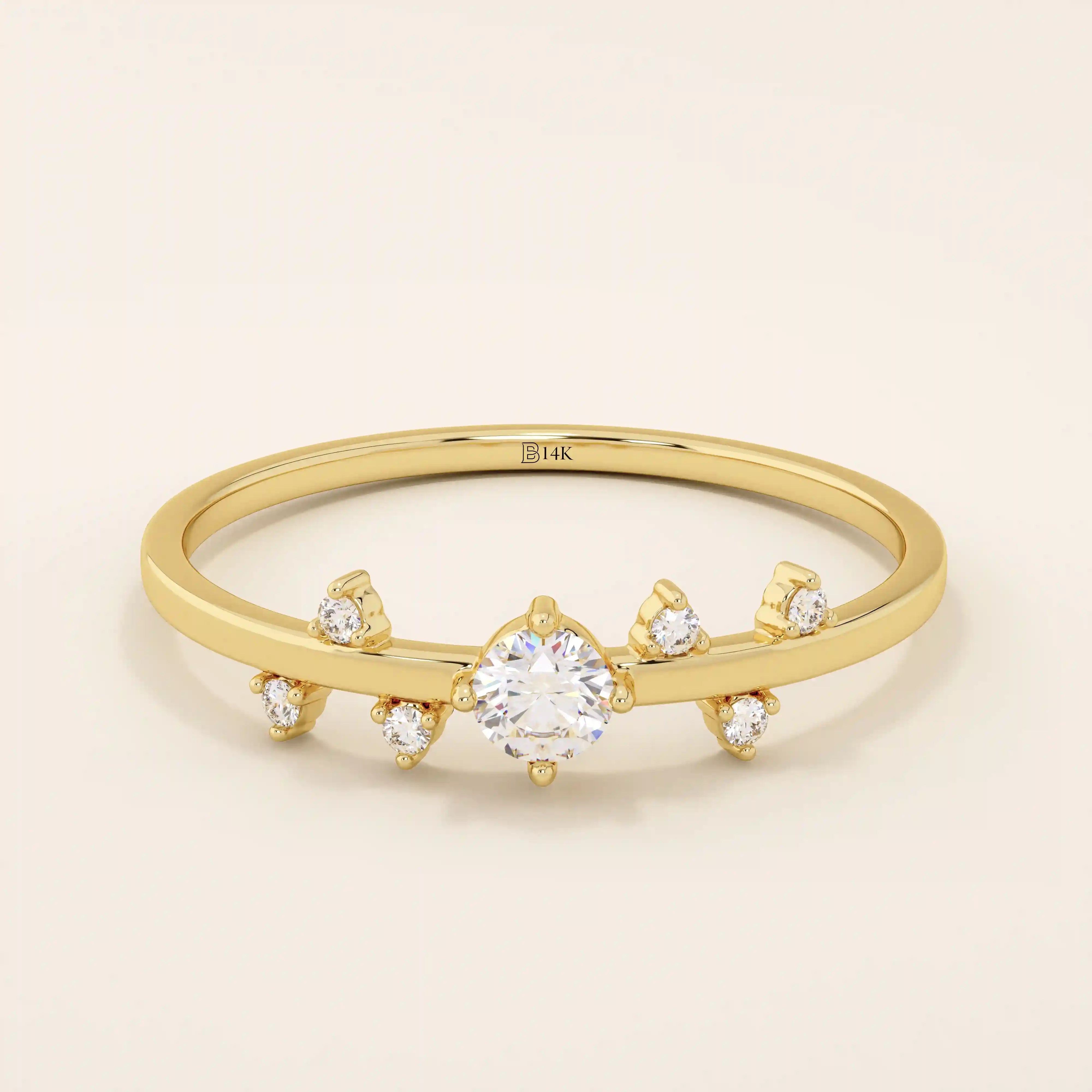 Minimalist 14k solid gold solo promise ring for women, featuring a sleek and timeless design perfect for daily wear or special occasions.