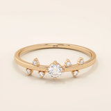 Minimalist 14k solid gold solo promise ring for women, featuring a sleek and timeless design perfect for daily wear or special occasions.
