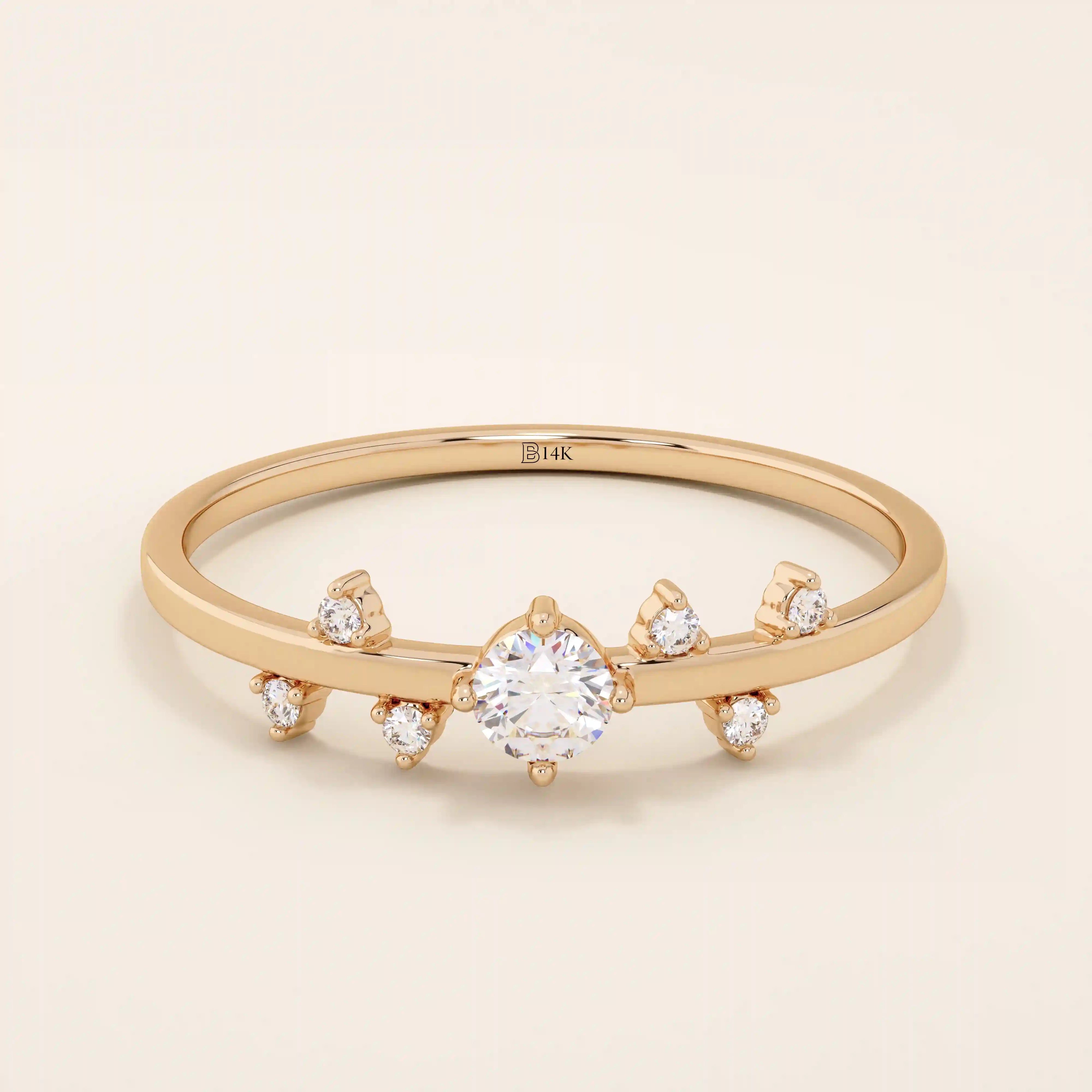 Minimalist 14k solid gold solo promise ring for women, featuring a sleek and timeless design perfect for daily wear or special occasions.