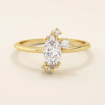 Minimalist solitaire engagement ring in 14k solid gold featuring a marquise-cut moissanite. Sleek and elegant design for modern brides.