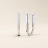 Modern U-shape hoop earrings in 14k white gold with a clean geometric silhouette.
